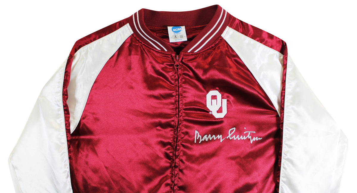 Oklahoma Barry Switzer Signed Maroon NCAA Windbreaker BAS Witnessed #2W088659