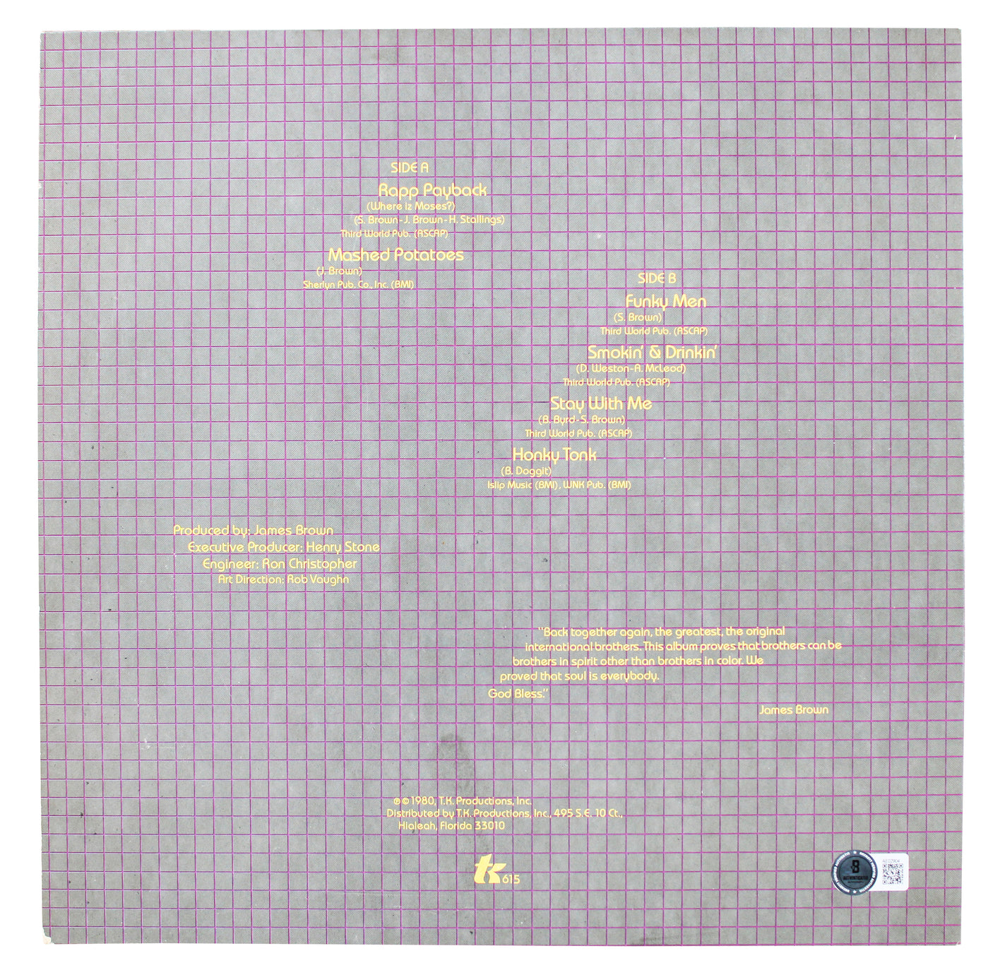 James Brown "My Best, I feel Good" Signed Soul Syndrome Album Cover BAS #AE02904