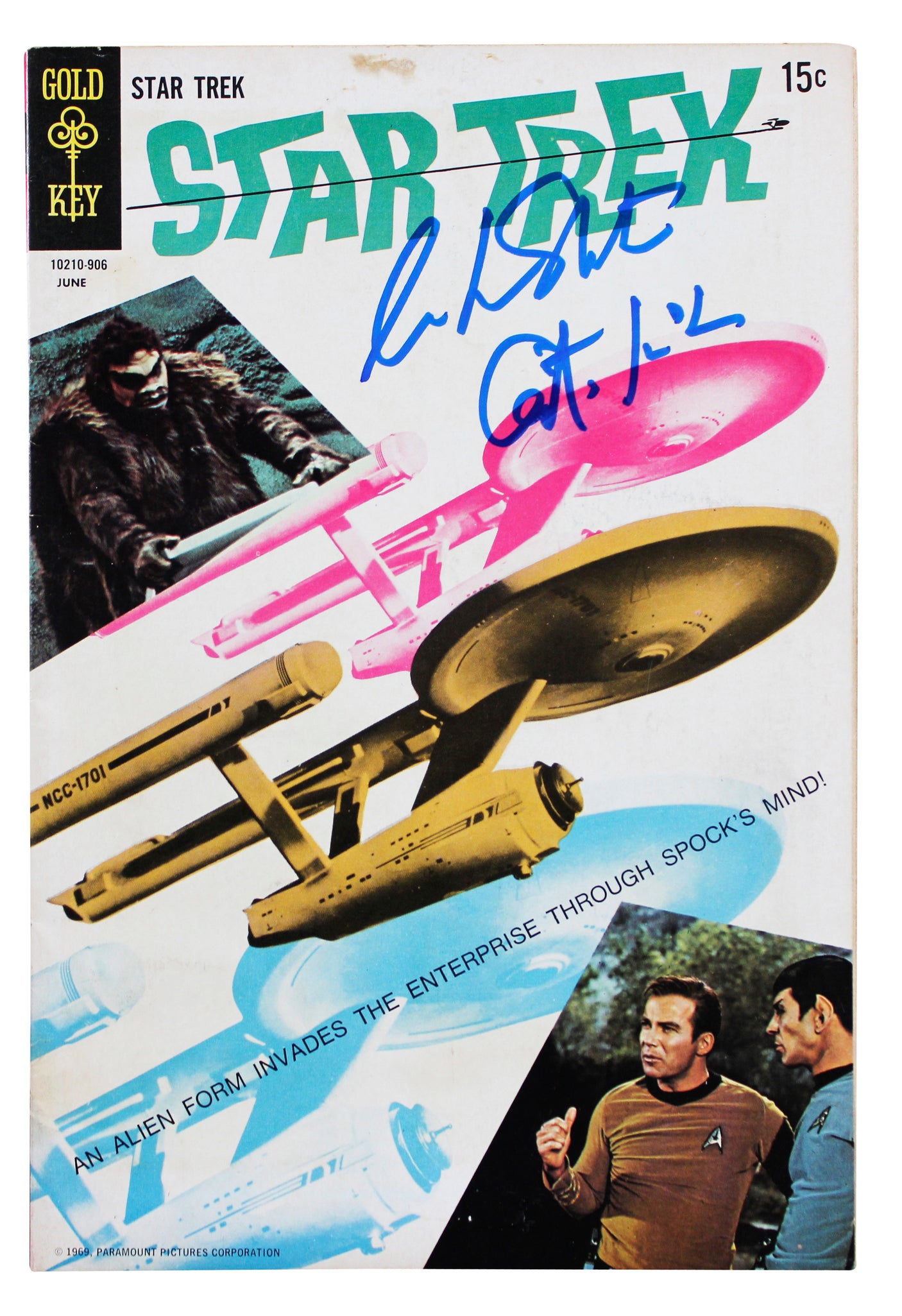 William Shatner "Captain Kirk" Signed 1969 Star Trek #4 Comic BAS Wit #3W387562
