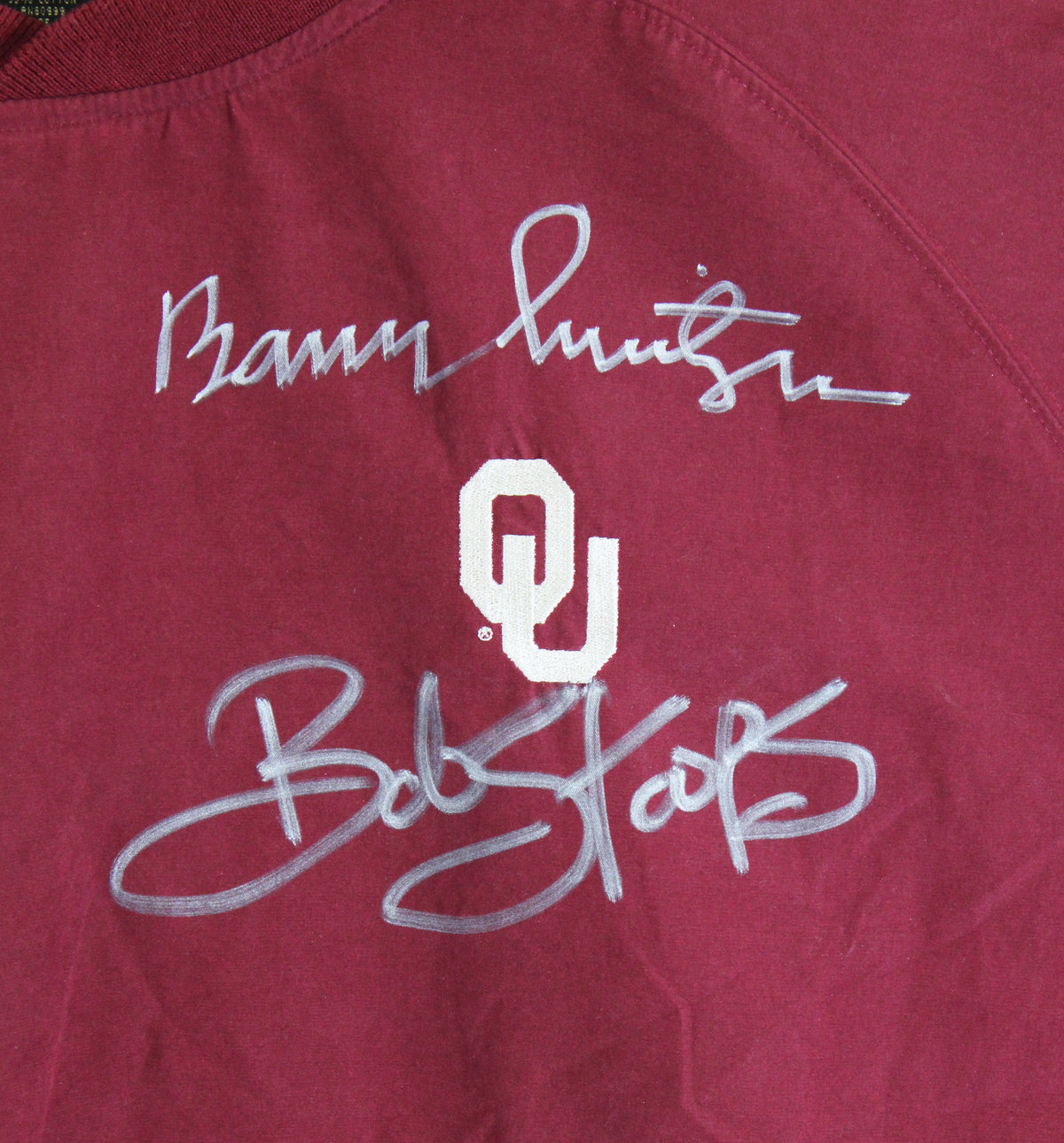 OU Barry Switzer & Bob Stoops Signed Maroon Windbreaker BAS Witnessed #2W701844