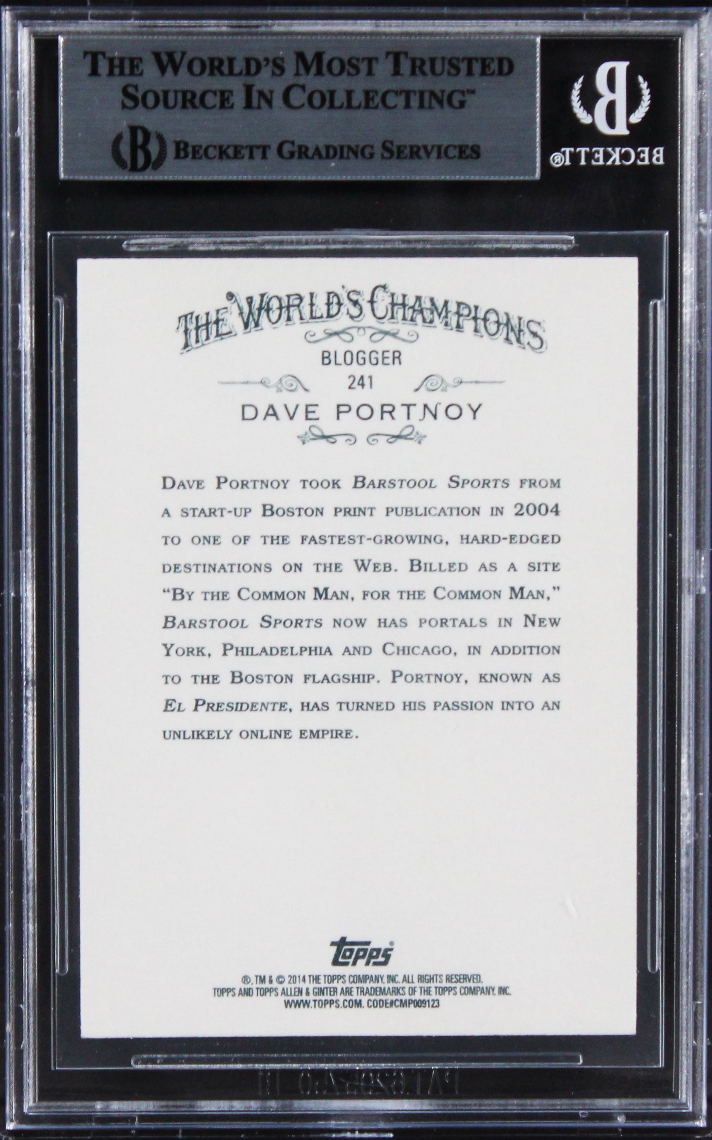 Dave Portnoy Authentic Signed 2014 Topps Allen & Ginter #241 Card BAS Slabbed