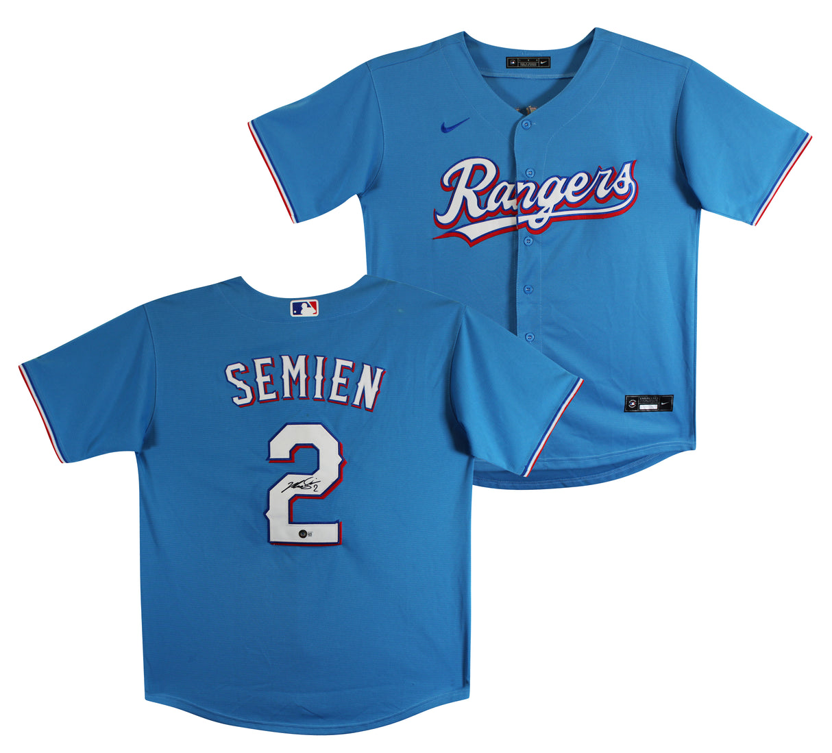 Rangers Marcus Semien Authentic Signed Blue Nike Jersey Autographed BAS #BG43499