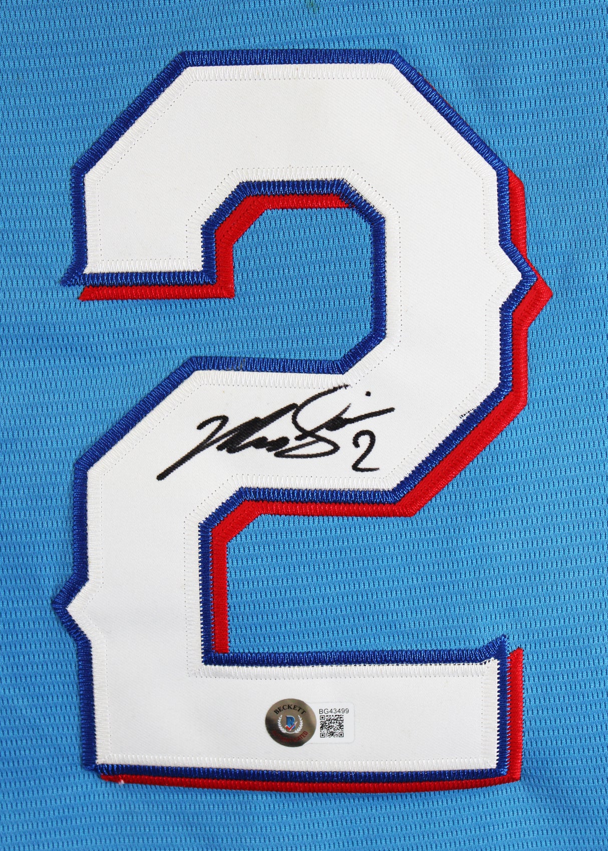 Rangers Marcus Semien Authentic Signed Blue Nike Jersey Autographed BAS #BG43499