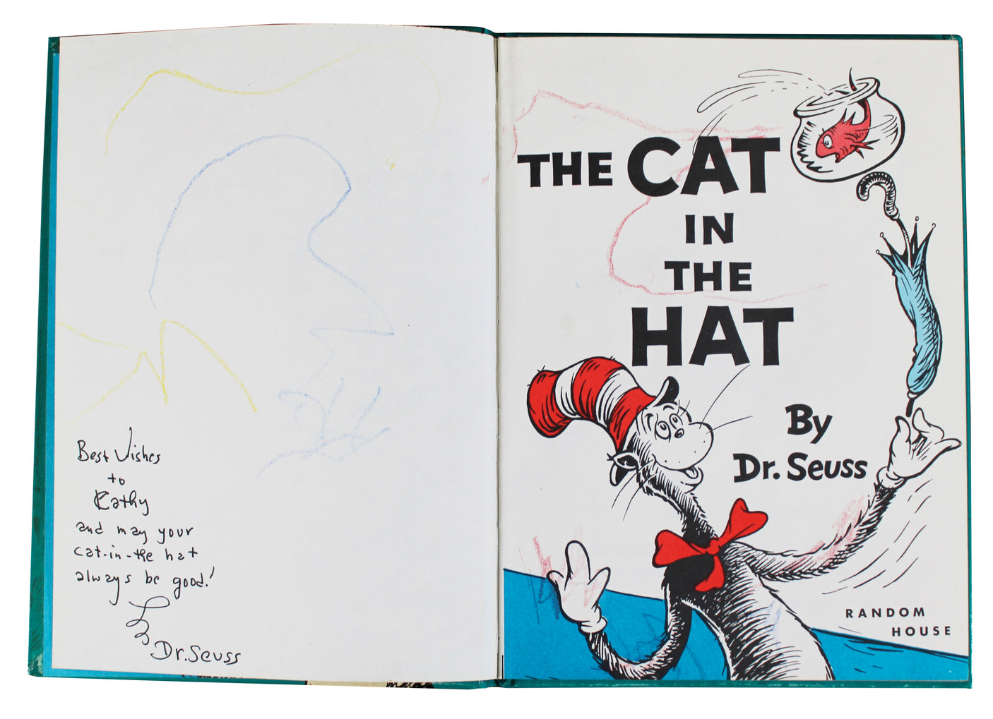 Dr. Seuss "Best Wishes" Signed The Cat in the Hat Hardcover Book BAS #AE13957