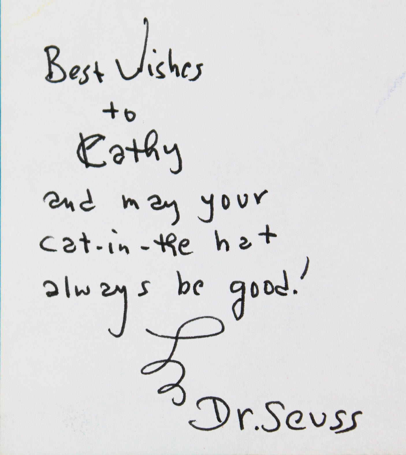 Dr. Seuss "Best Wishes" Signed The Cat in the Hat Hardcover Book BAS #AE13957