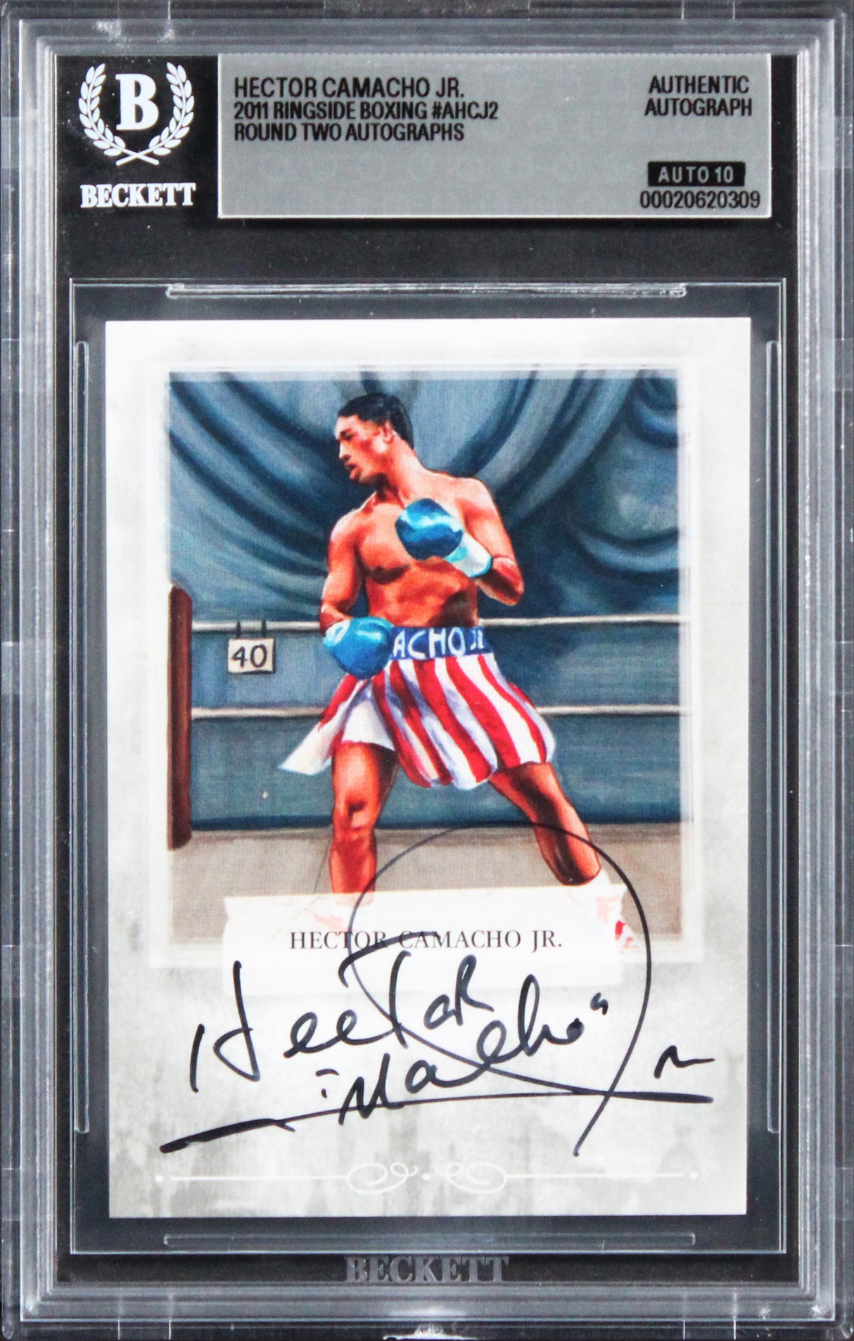 Hector Camacho Jr. Signed 2011 Ringside Boxing #AHCJ2 Card Auto 10! BAS Slabbed