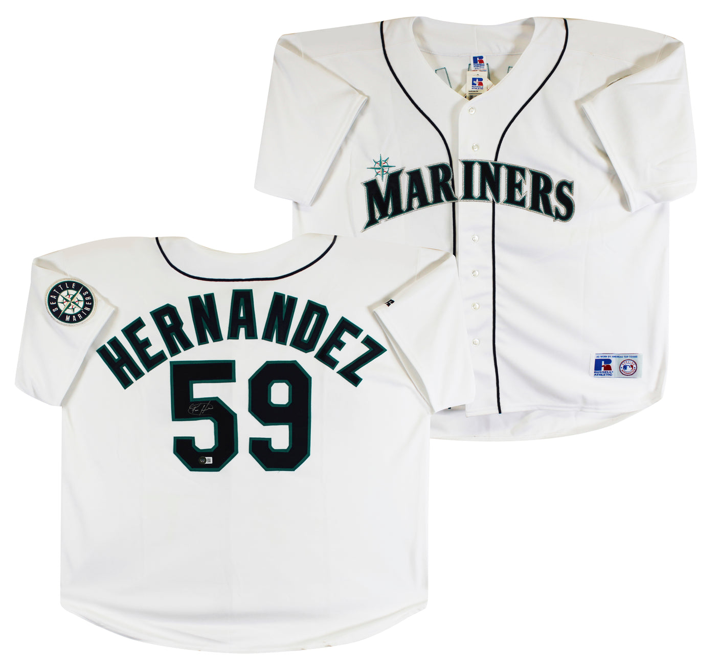 Mariners Felix Hernandez Signed White Russell Athletic Rookie #59 Jersey BAS