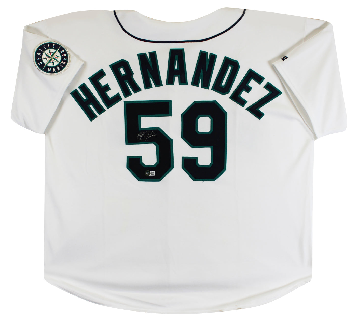 Mariners Felix Hernandez Signed White Russell Athletic Rookie #59 Jersey BAS