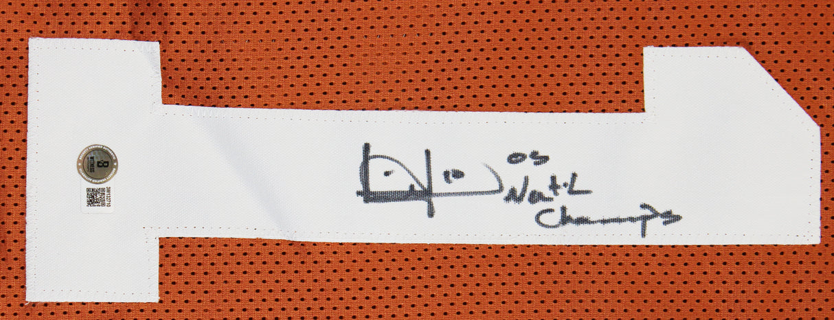 Texas Vince Young "05 Nat'l Champs" Signed Burnt Orange Pro Style Jersey BAS Wit
