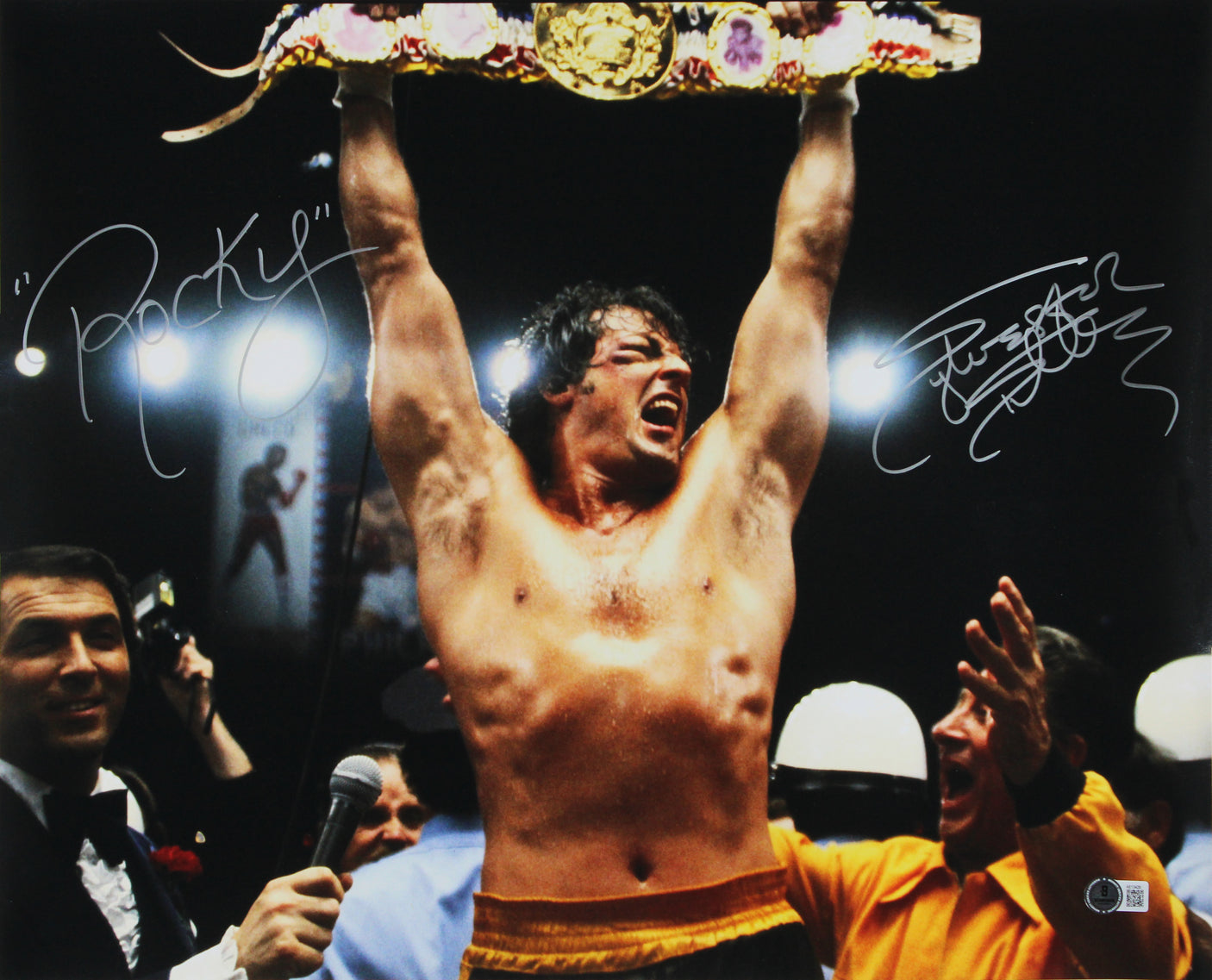 Sylvester Stallone "Rocky" Authentic Signed 16x20 Horizontal Belt Photo BAS