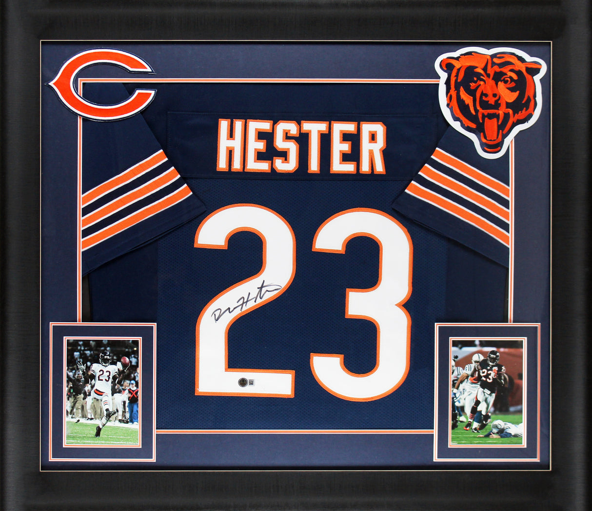 Devin Hester Authentic Signed Navy Pro Style Framed Jersey BAS