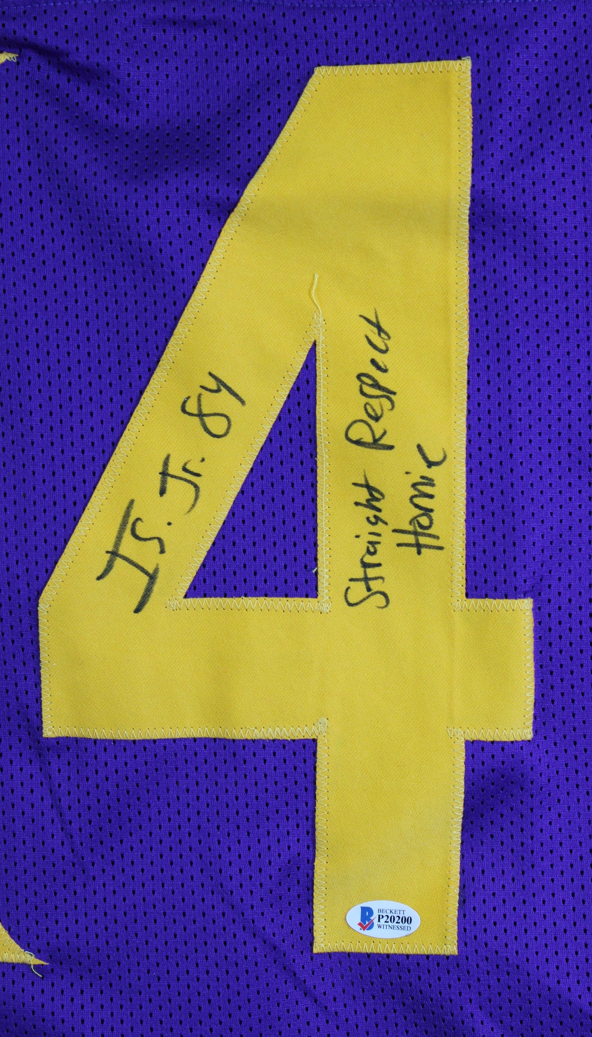 Irv Smith Jr. "Straight Respect Homie" Signed Purple Pro Style Jersey BAS Wit