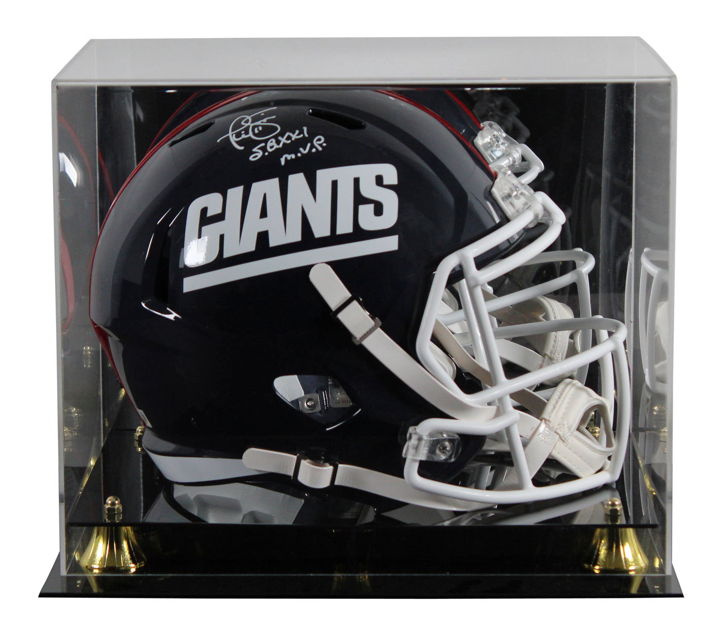 Giants Phil Simms Signed 81-99 TB Full Size Speed Rep Helmet W/ Case BAS Wit