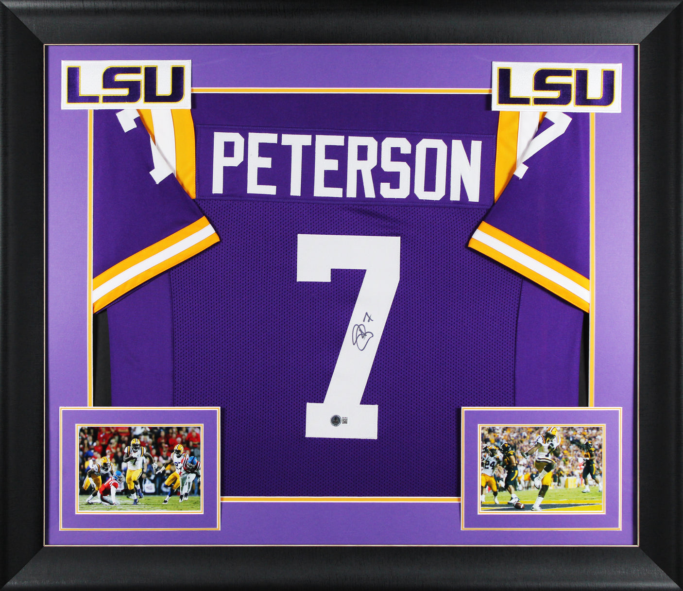 LSU Patrick Peterson Authentic Signed Purple Pro Style Framed Jersey BAS Witness