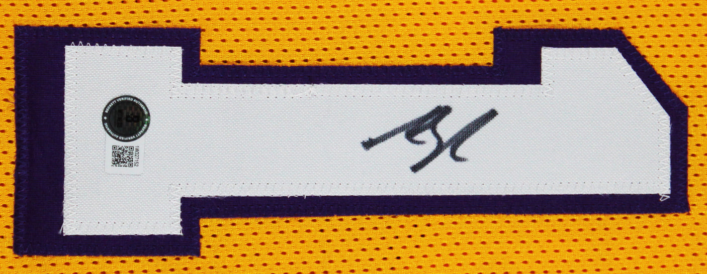 Austin Reaves Signed Yellow Pro Style Framed Jersey w/ White #'s BAS Witnessed