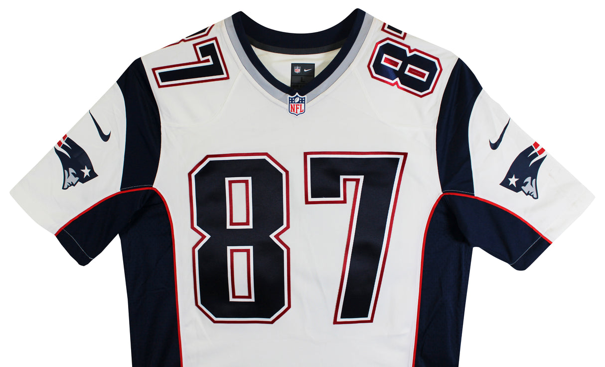 Patriots Rob Gronkowski Authentic Signed White Nike Limited Jersey BAS Witnessed