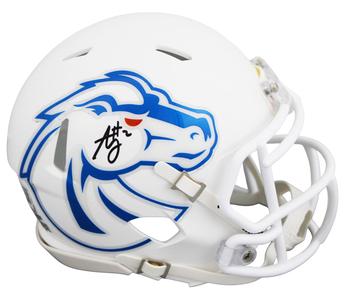Ashton Jeanty Autographed Boise State Broncos White Alternate Speed Mini Helmet Beckett Witnessed
