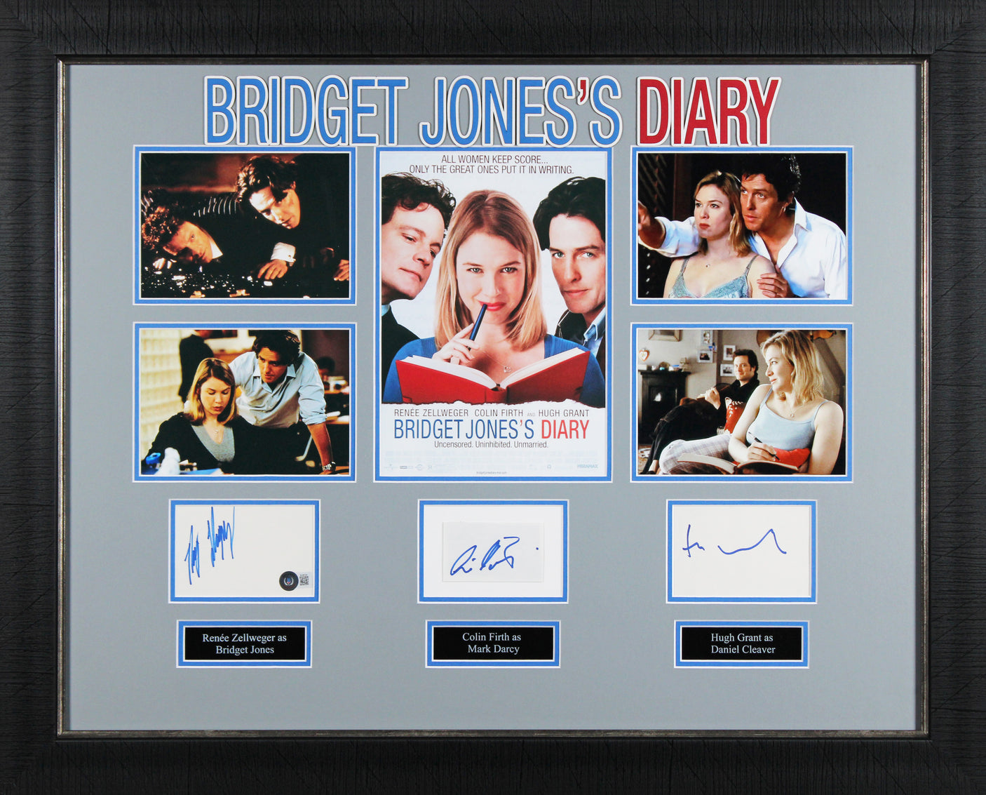 Bridget Jones's Diary (3) Zellweger, Firth & Grant Signed Framed Display BAS