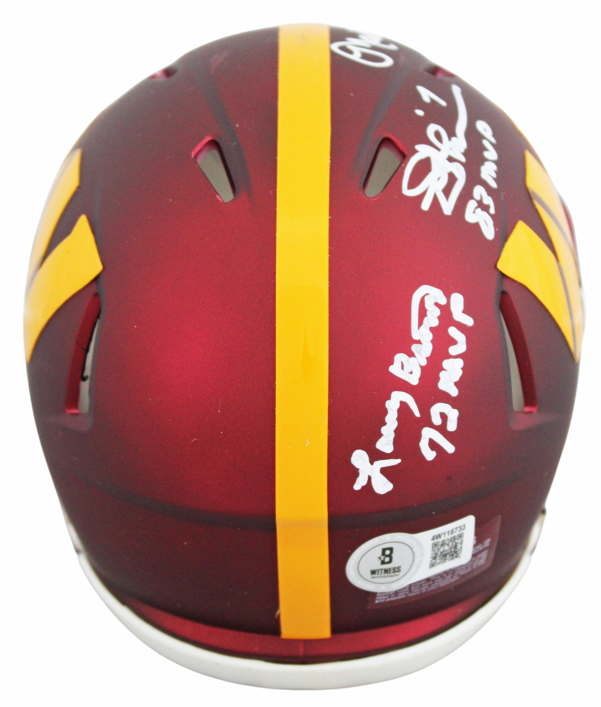 Commanders (3) Theismann, Moseley & Brown Signed Speed Mini Helmet W/ Case BAS W