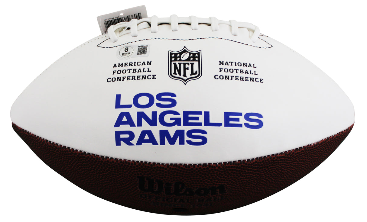 Rams Eric Dickerson "HOF 99" Signed Wilson White Panel Logo Football W/ Case BAS
