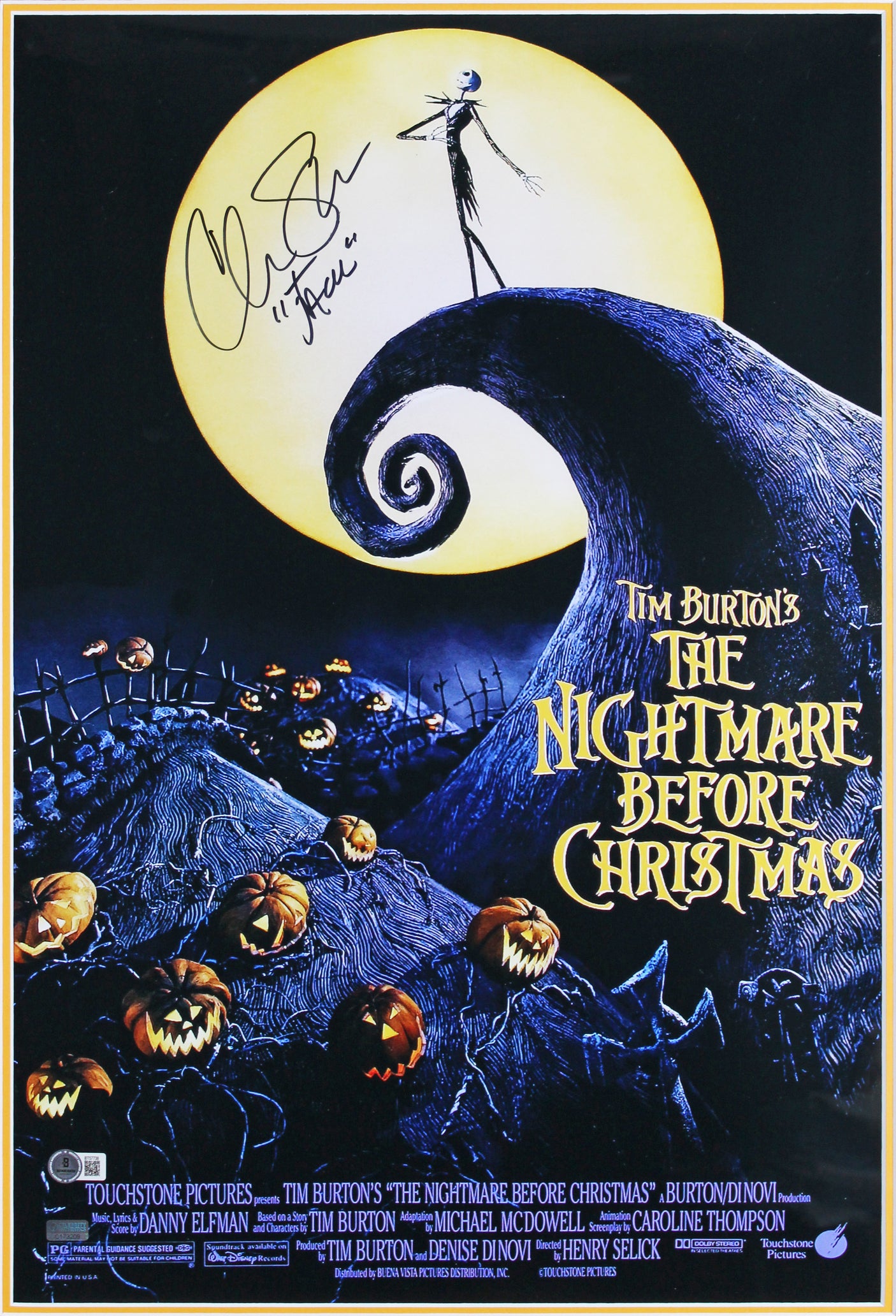 Chris Sarandon The Nightmare Before Christmas Signed Framed 16x24 Photo BAS