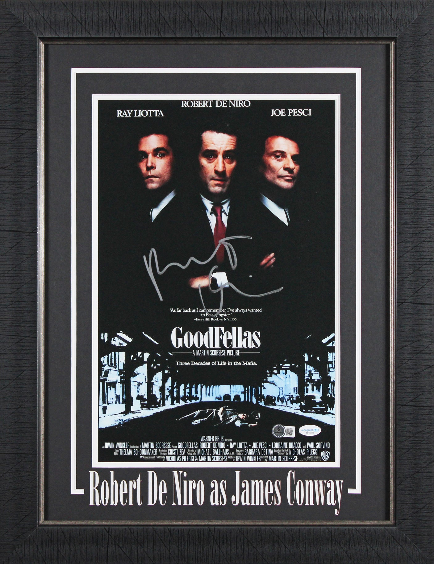 Robert DeNiro Goodfellas Authentic Signed Framed 11x17 MMP Photo BAS #BT67942