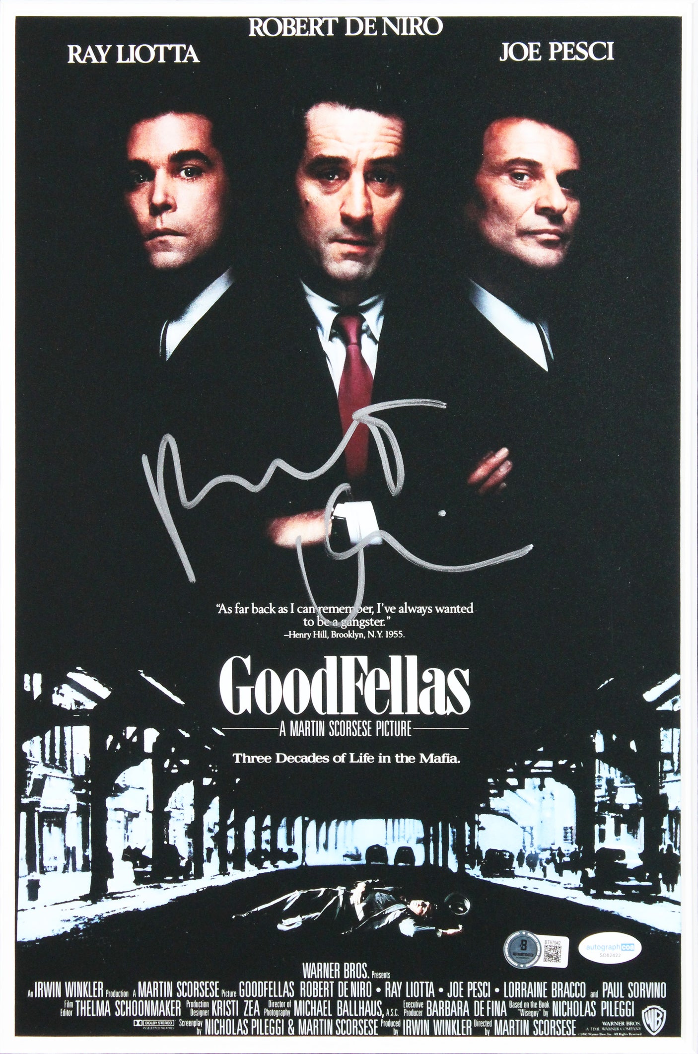 Robert DeNiro Goodfellas Authentic Signed Framed 11x17 MMP Photo BAS #BT67942