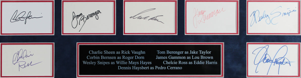 Major League (7) Sheen, Snipes, Berenger, Russo +3 Signed Framed Display BAS LOA