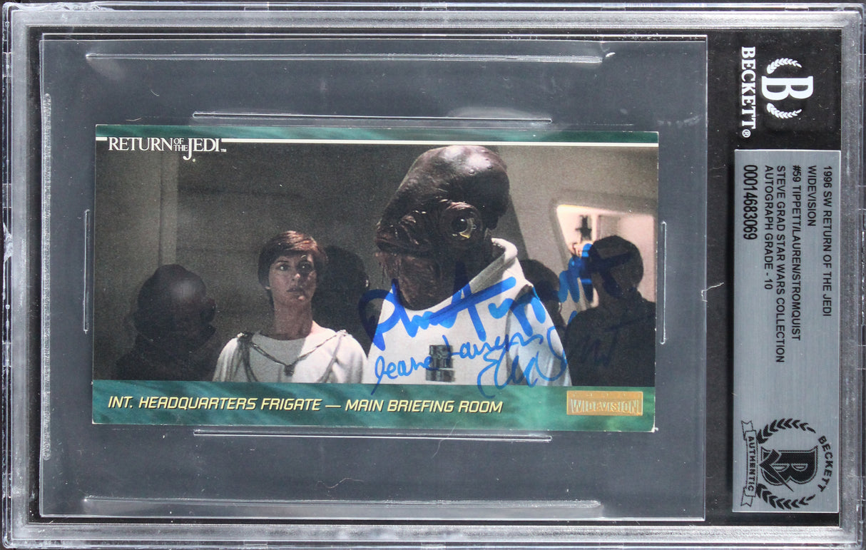 (3) Tippett +2 Signed 1995 Star Wars ROTJ Widevision #59 Card Auto 10! BAS Slab