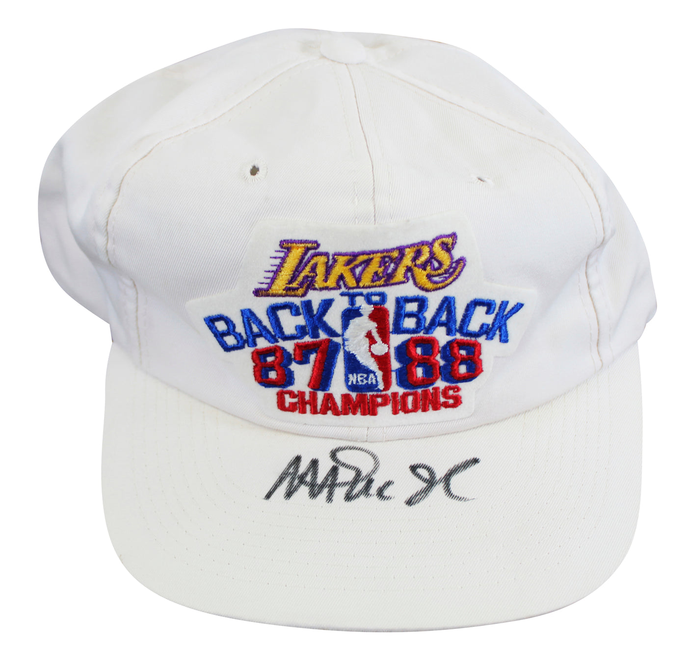 Lakers Magic Johnson Signed 1987-1988 NBA Champions Hat BAS Witnessed #W426874