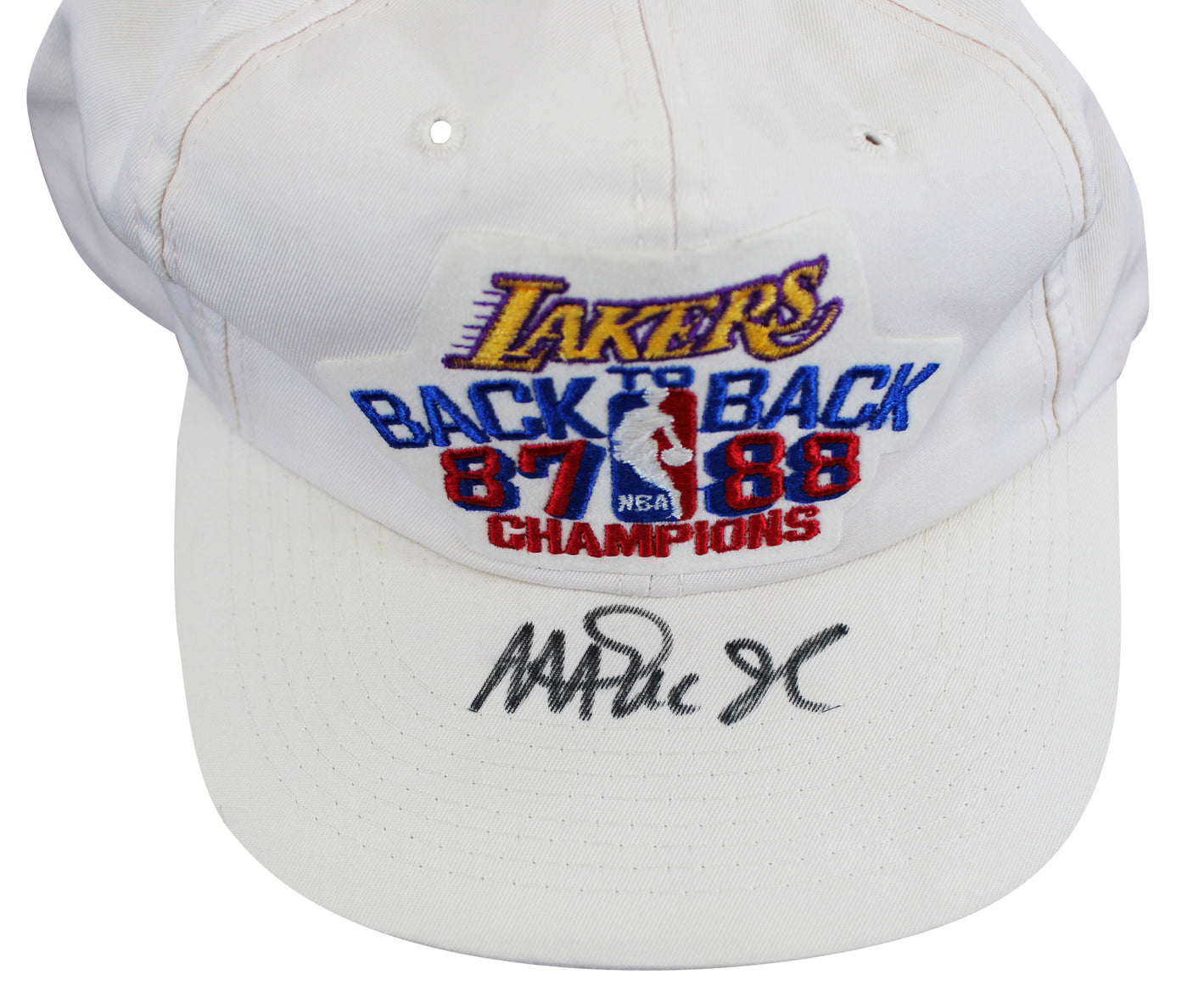 Lakers Magic Johnson Signed 1987-1988 NBA Champions Hat BAS Witnessed #W426874