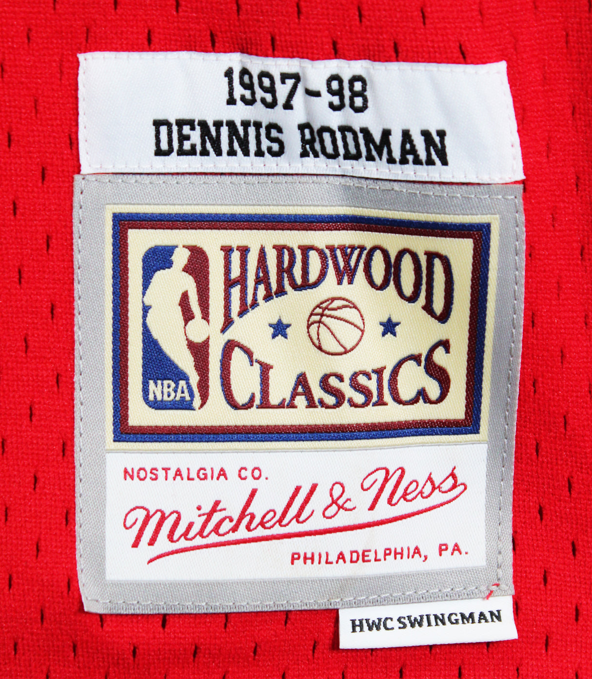 Bulls Dennis Rodman Signed Red Mitchell & Ness HWC Swingman Jersey BAS Witnessed