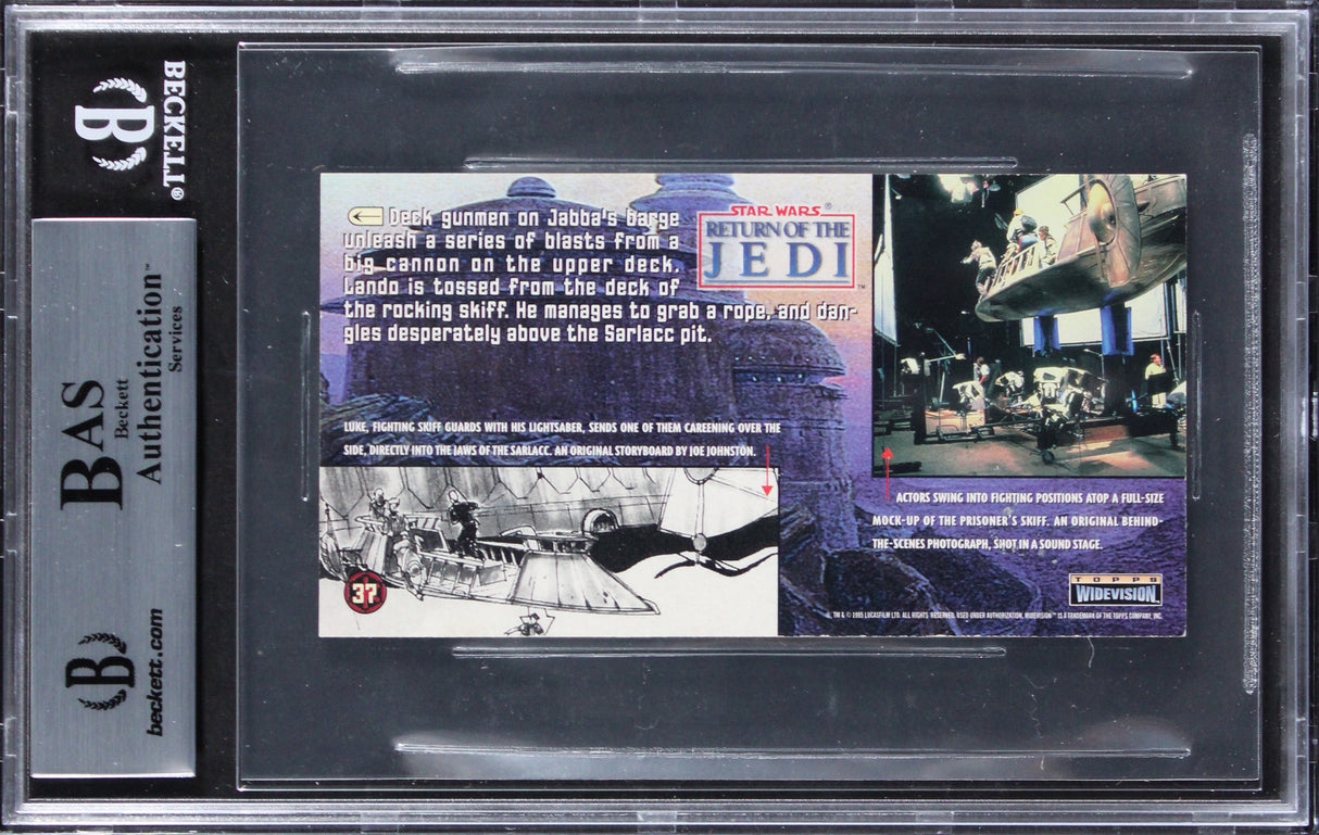 (3) Horrigan, Holt +1 Signed 1996 Star Wars ROTJ Widevision #37 Card BAS Slabbed