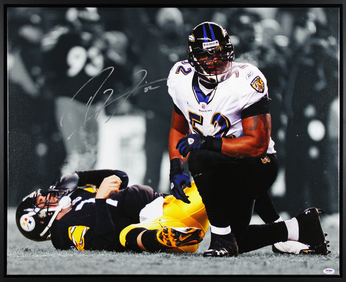 Ravens Ray Lewis Authentic Signed & Framed 24x30 Canvas Autographed PSA/DNA Itp