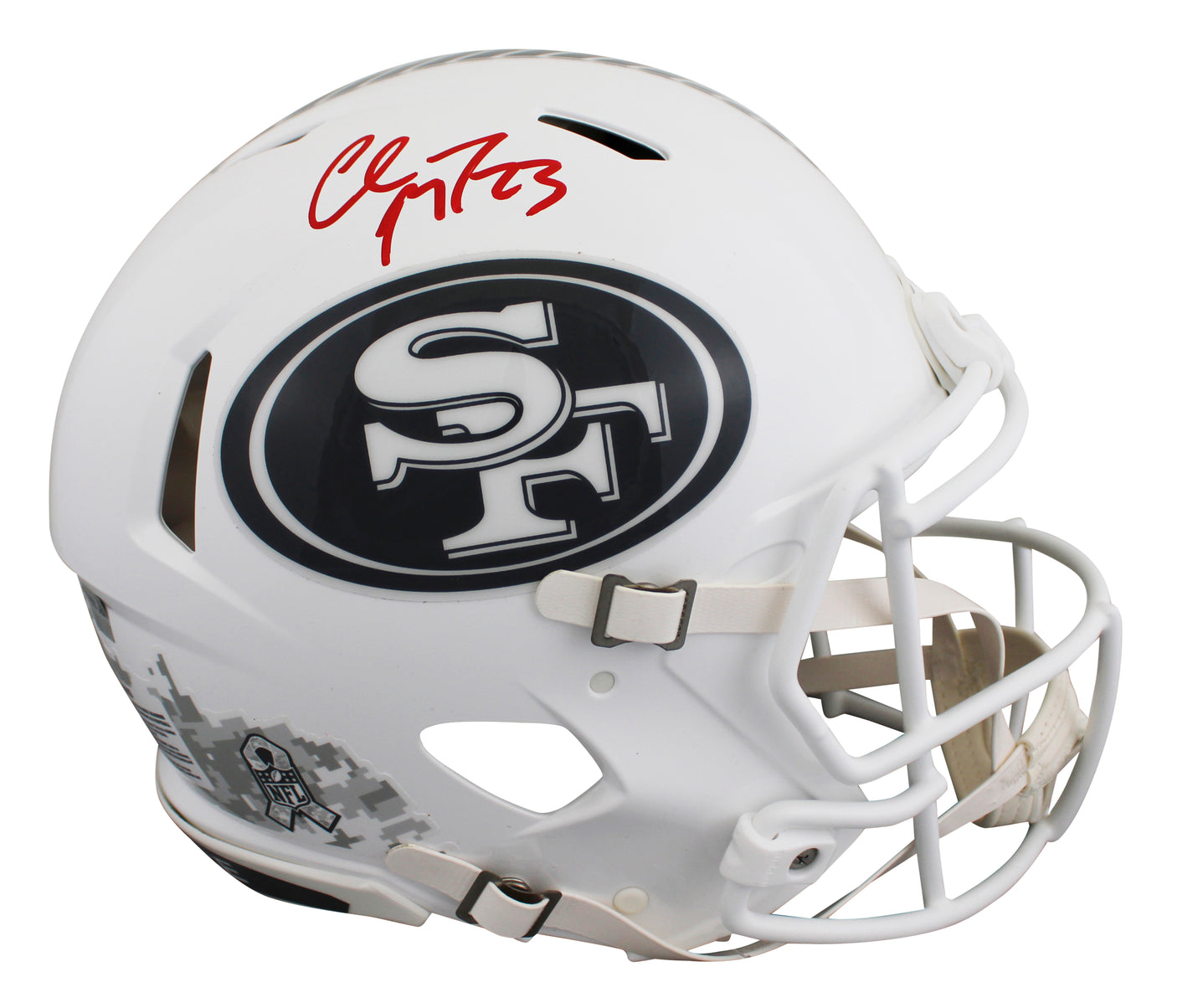 49ers Christian McCaffrey Signed STS III F/S Speed Proline Helmet W/ Case Fan