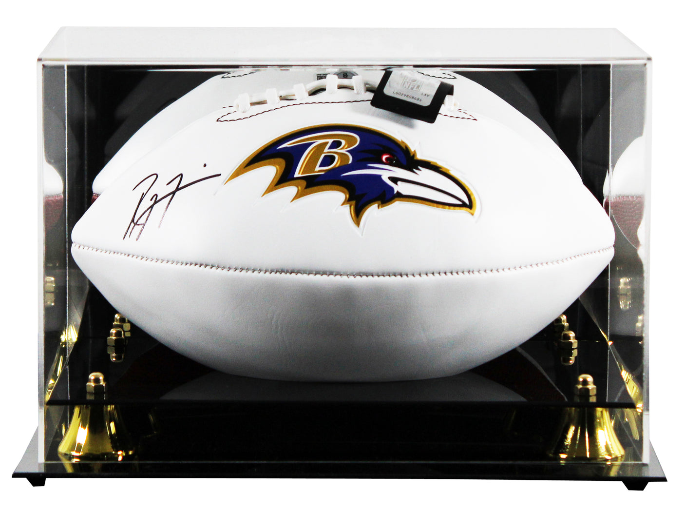 Ravens Ray Lewis Signed Franklin White Panel Logo Football W/ Case BAS Witnessed