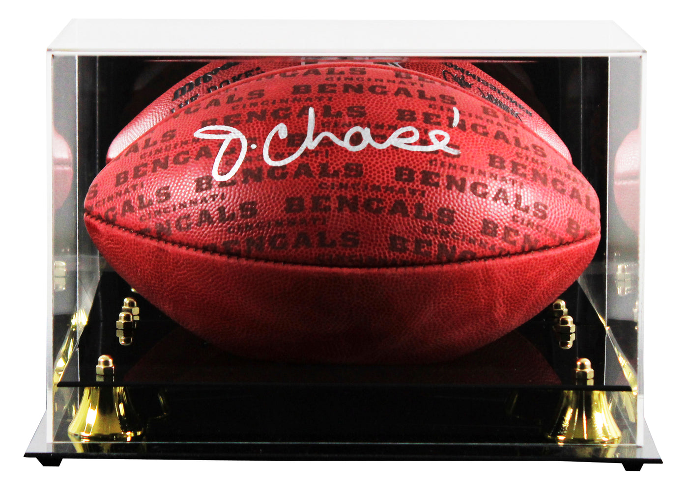 Bengals Ja'Marr Chase Signed Wilson "Duke" Team Showcase Football W/ Case BAS W
