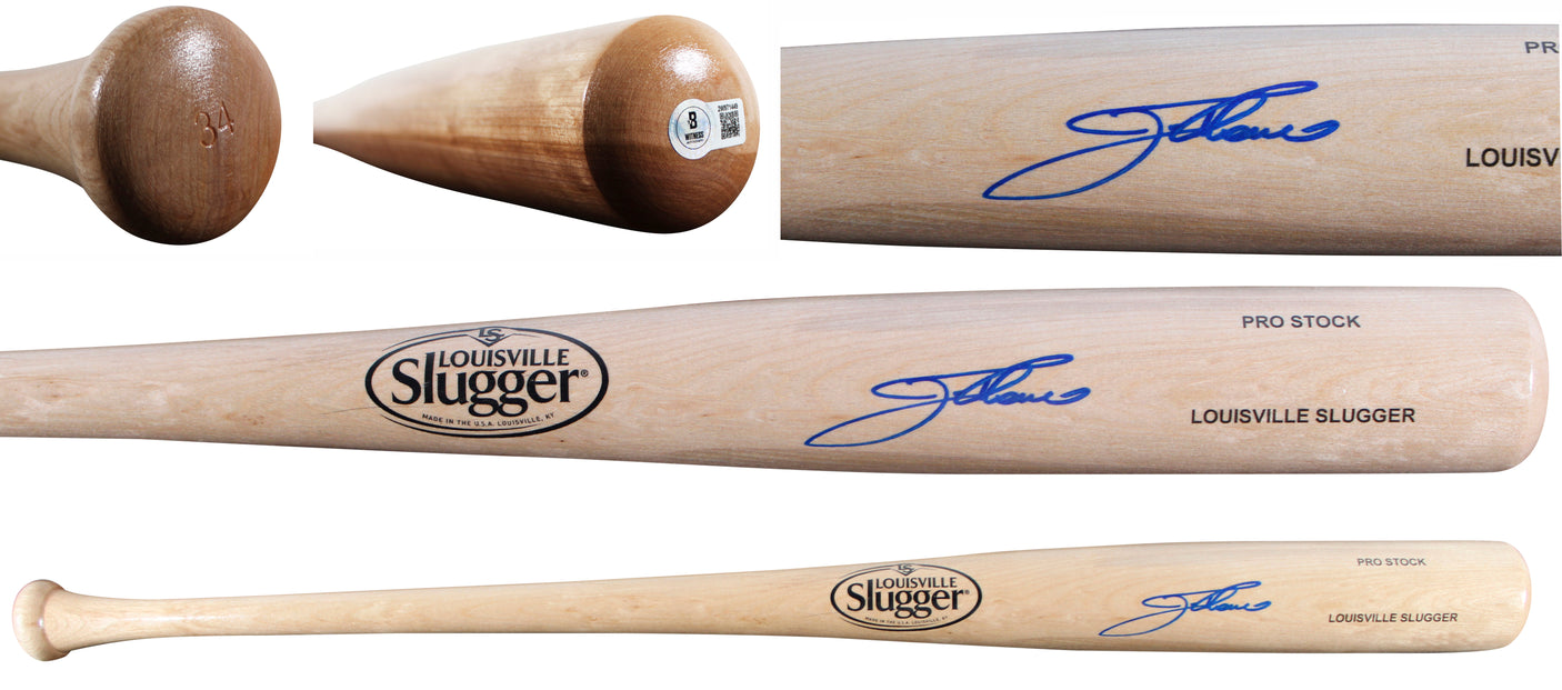 Indians Jim Thome Signed Blonde Louisville Slugger Baseball Bat BAS Witnessed