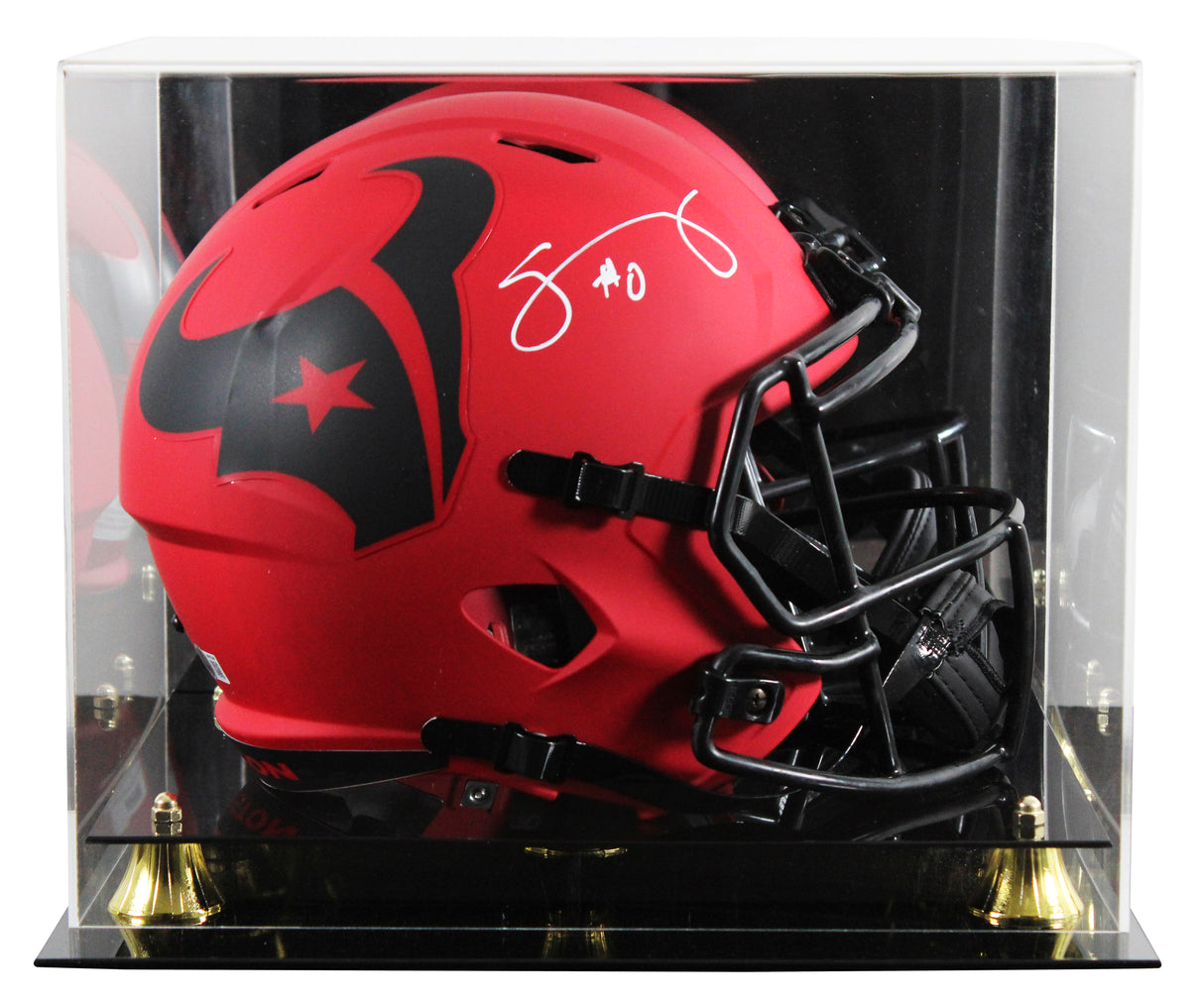 Texans Azeez Al-Shaair Signed Rave Full Size Speed Rep Helmet W/ Case BAS Wit