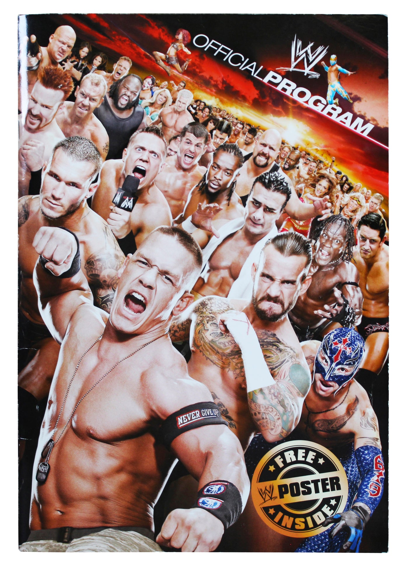 WWE Superstars (54) Rhodes, Kane, Sheamus, Mysterio Signed Official Program BAS