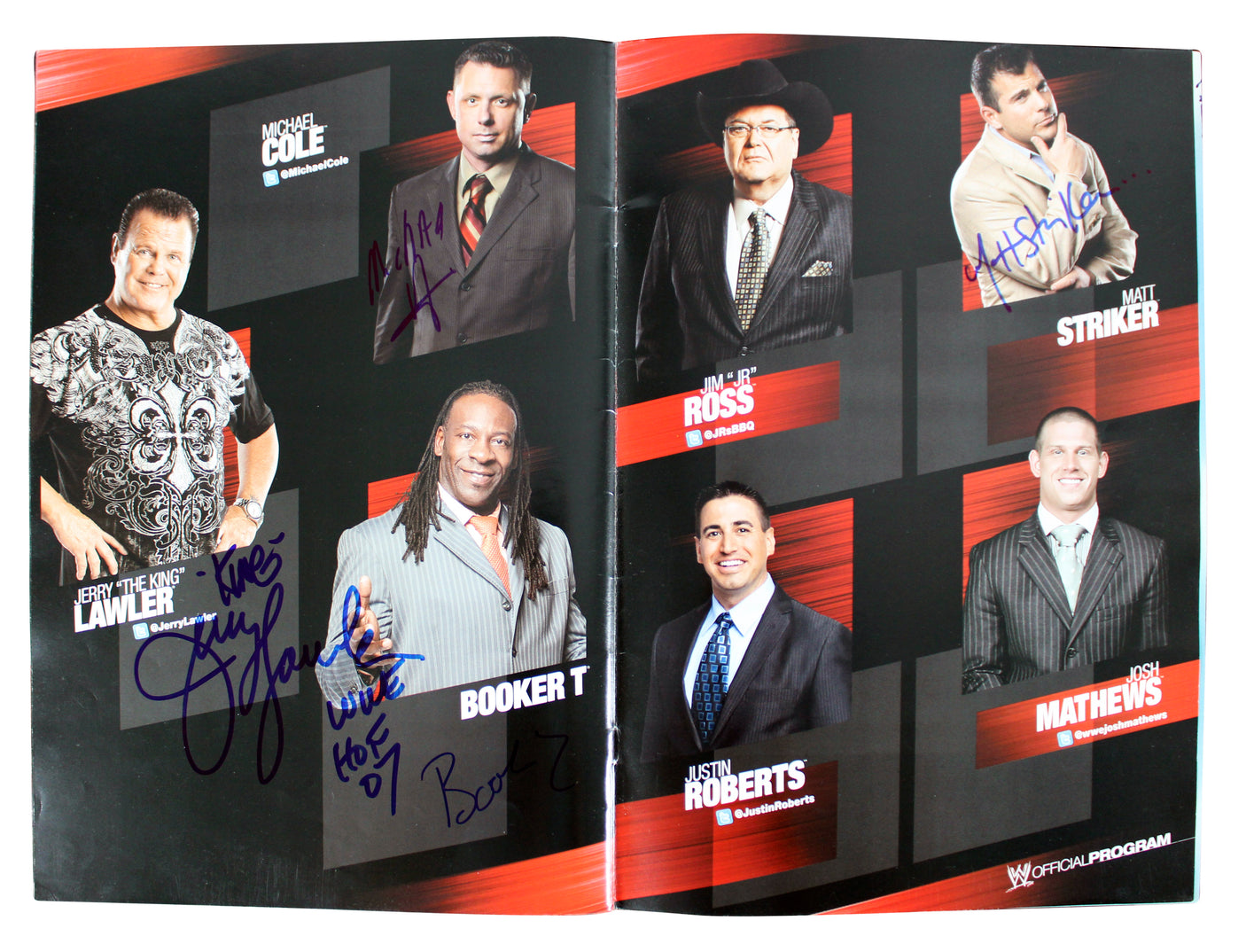 WWE Superstars (54) Rhodes, Kane, Sheamus, Mysterio Signed Official Program BAS
