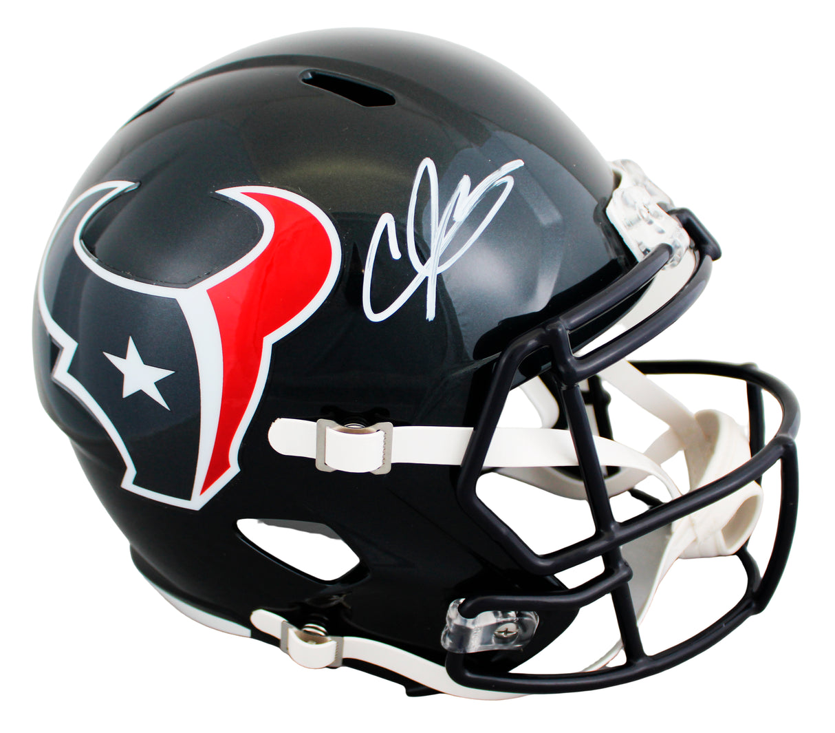 Texans Andre Johnson Signed Full Size Speed Rep Helmet W/ Case BAS Witnessed