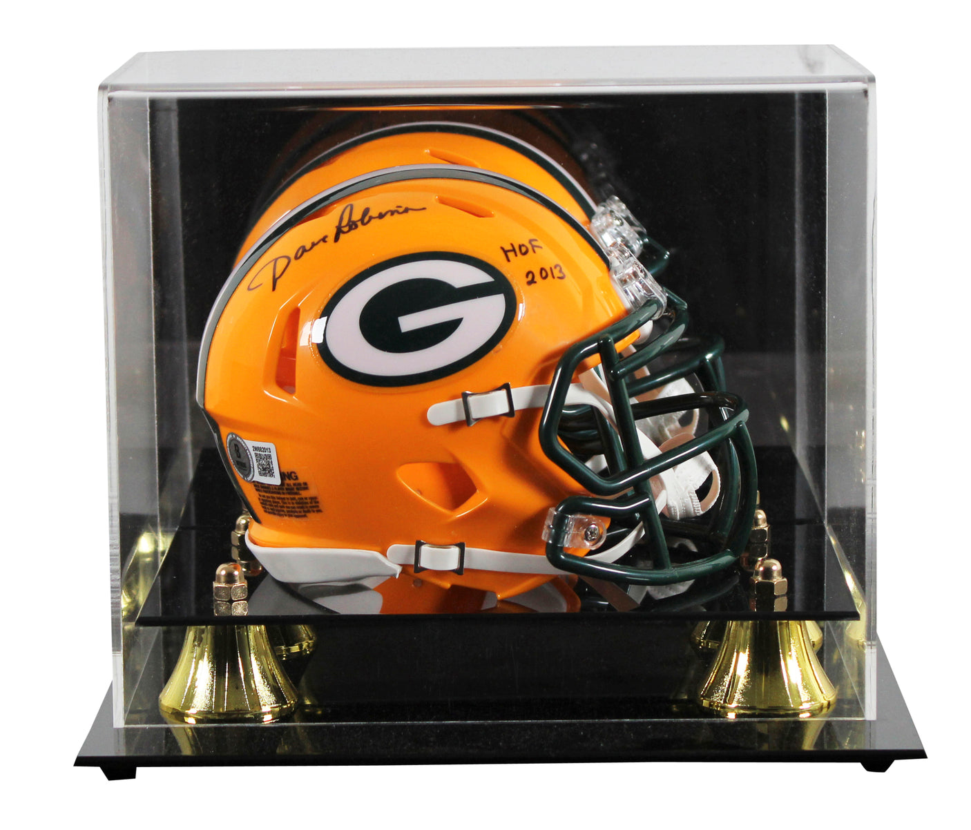 Packers Dave Robinson "HOF 2013" Signed Speed Mini Helmet W/ Case BAS Witnessed