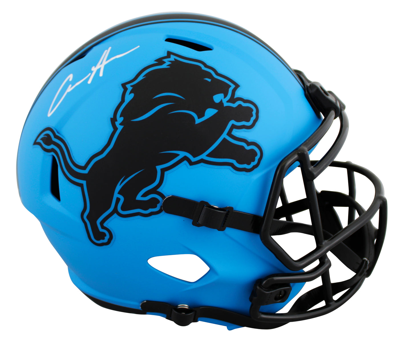 Lions Aidan Hutchinson Signed Rave Full Size Speed Rep Helmet W/ Case BAS Wit