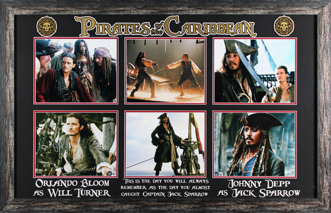 Johnny Depp & Orlando Bloom Pirates Of The Caribbean Signed Framed Display BAS