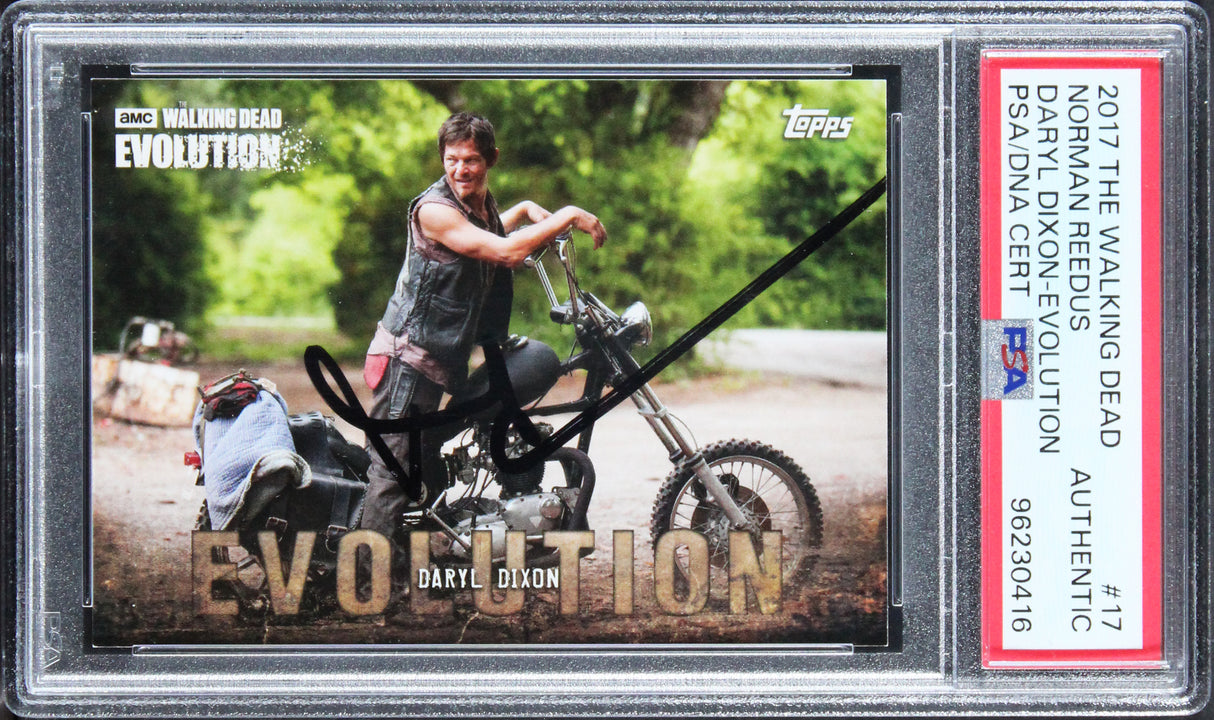 Norman Reedus Signed 2017 Topps The Walking Dead #17 Card PSA/DNA Slabbed