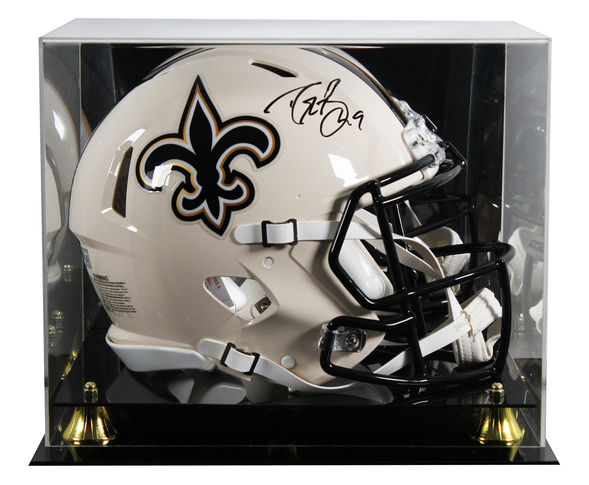 Saints Drew Brees Signed Retro Full Size Speed Proline Helmet W/ Case BAS Wit