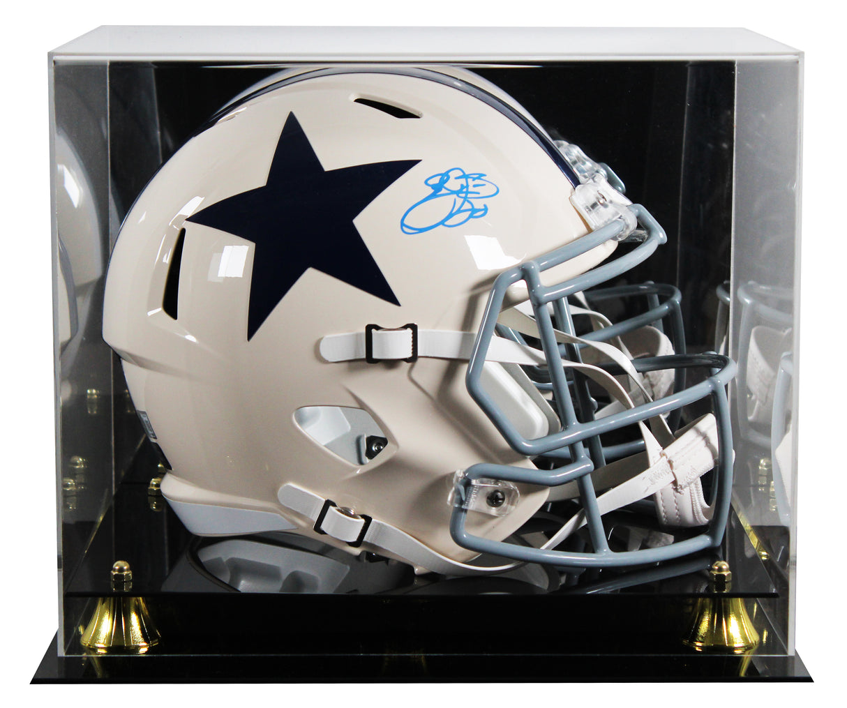 Cowboys Emmitt Smith Signed Retro Full Size Speed Rep Helmet W/ Case BAS Witness