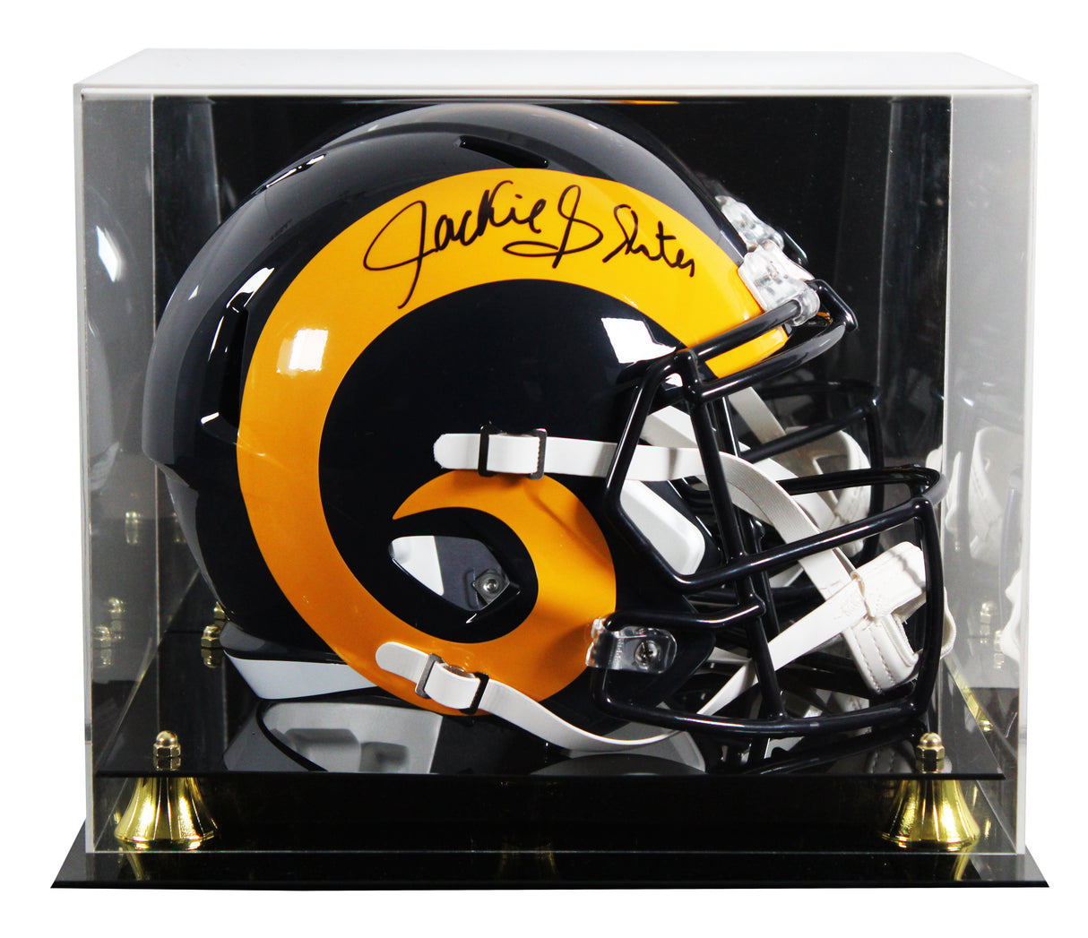 Rams Jackie Slater Signed 1981-99 TB Full Size Speed Rep Helmet W/ Case BAS Wit