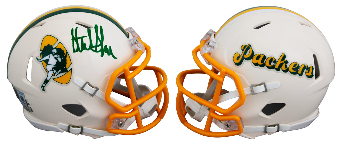 Packers Sterling Sharpe Signed Retro Speed Mini Helmet W/ Case BAS Witnessed